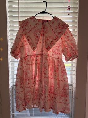 Lazy Oaf x My Melody Collection Pink Printed Puff-Sleeve Dress